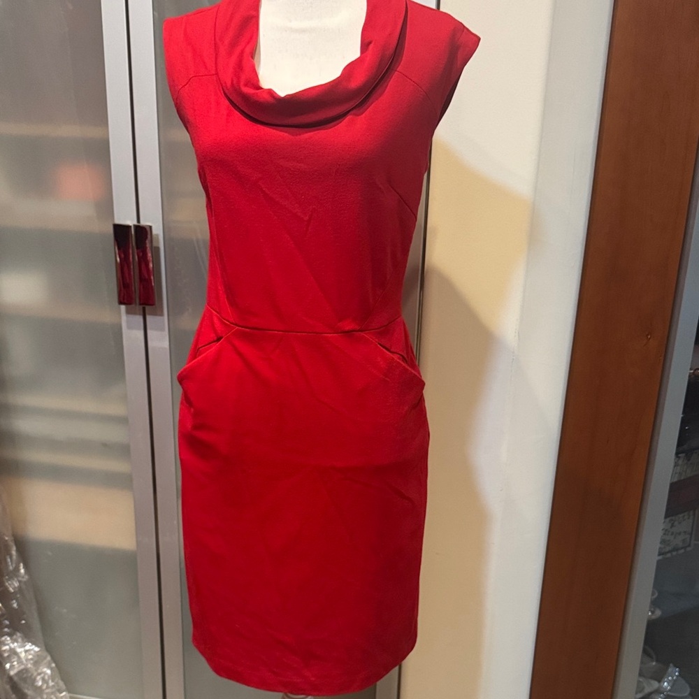 Banana Republic Red Cowl Neck Sheath Dress
